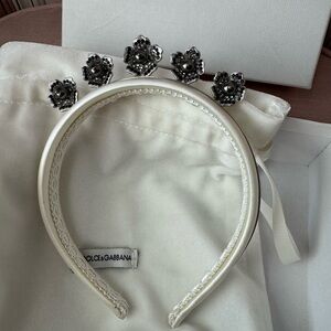 Dolce & Gabbana Cream Floral Embellished Headband